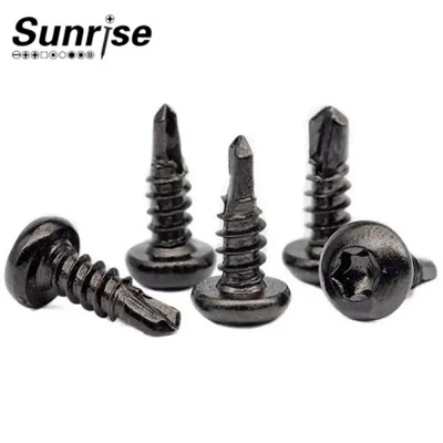 Schwarze Roof Tek selbstbohrende Schraube mit 6 Lappen und Torx-Antrieb, rundem Kopf